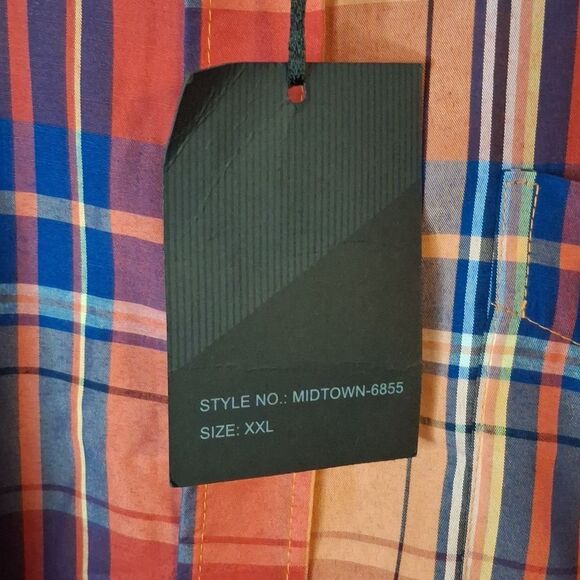 TRUE ROCK Red and Blue Casual Button Down Shirt Size XXL NWT - Picture 3 of 7